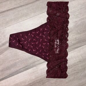 Brand new Trimmed Burgundy thong